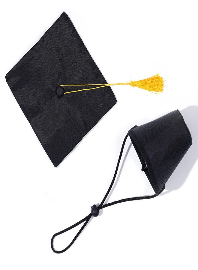 SUMERSHA 2Pcs Pet Graduation Caps Small Dogs Black Graduation Hats with Yellow Tassel Pet Graduation Costume for Puppy Dogs Cats Party Outfits Accessories - Image 4
